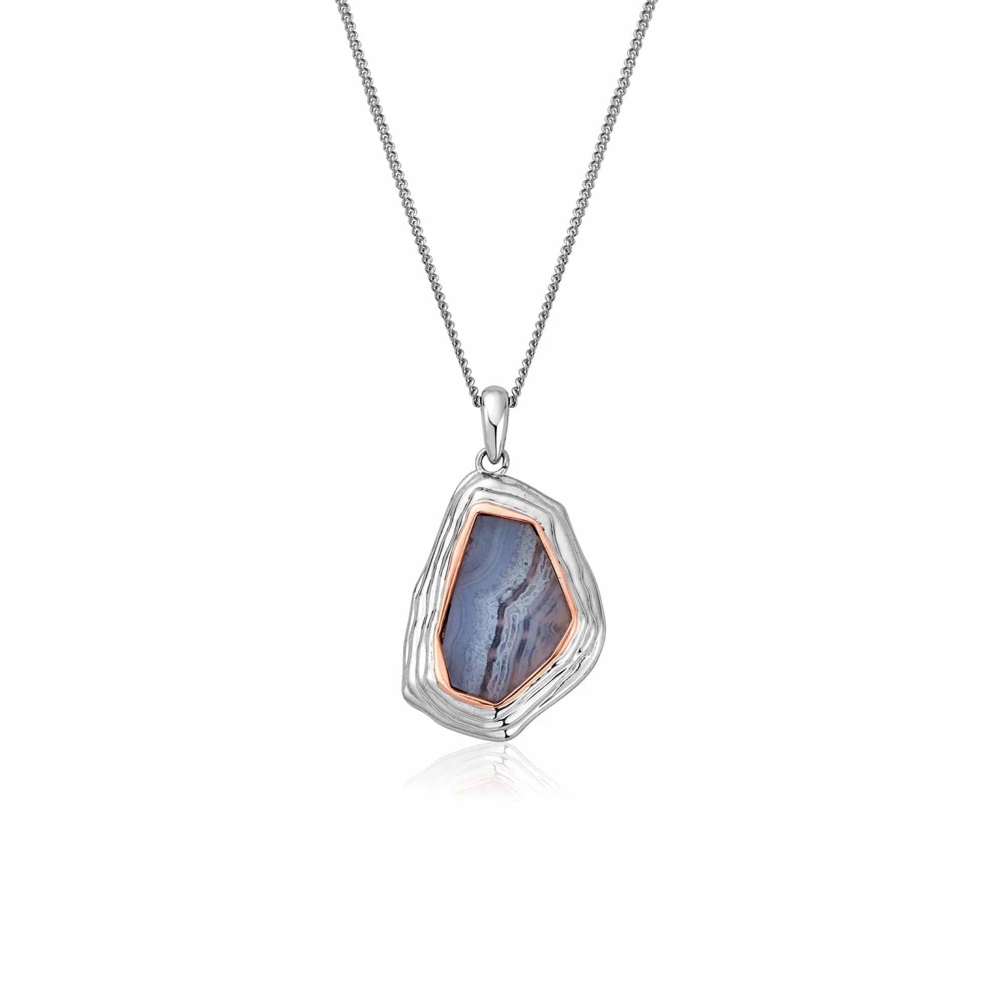 Clogau Capstones Sterling Silver Blue Agate Pendant D CLG-1860